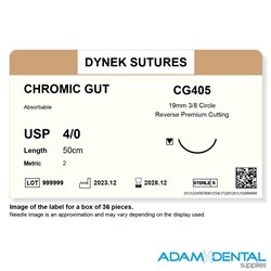 CHROM GUT ABSORB SUTURES 4-0 18MM 3/8 RVRSE CUT 50CM 36/PK