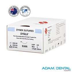 Dysilk Sutures 3-0 18mm 3/8 Circ Rvrse Cut 45cm 36/pk