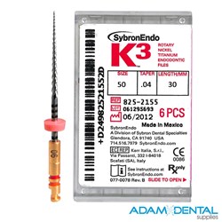 K3 File 30mm Size 50 .04 Taper Yellow Pack of 6