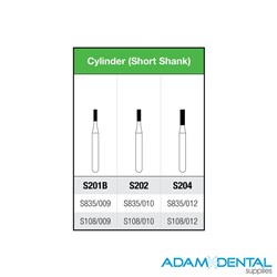 High Speed Diamond Burs Cylinder Short Shank 5pk