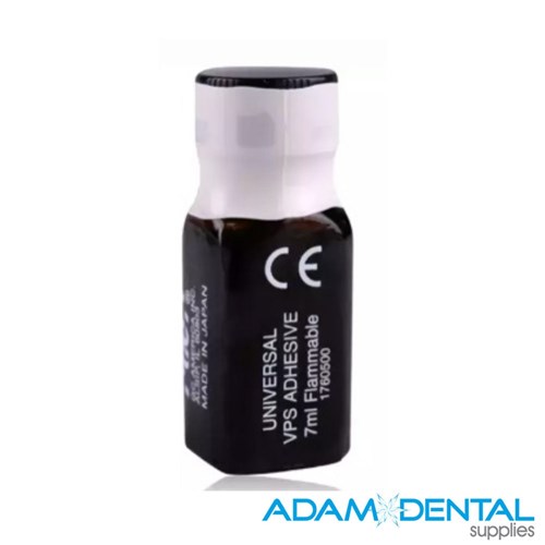 GC EXAFLEX VPS Adhesive 7ml dental impression tray adhesive bottle with brush applicator, designed to securely bond VPS impression materials to trays for accurate dental impressions