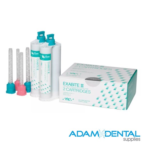 EXABITE III Fast Set Bite Registration Material 50ml x 2 cartridges with 6 mixing tips for accurate occlusal registration in dental clinics