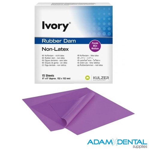 Ivory Rubber Dam Non Latex Medium Purple 6 x 6 Mint