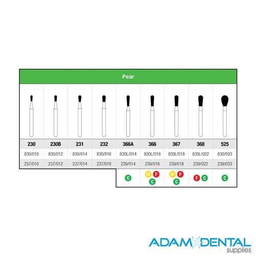 High Speed Diamond Burs Pear 5pk