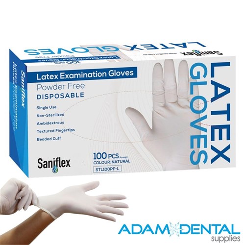 Saniflex Latex Powder Free Exam Gloves 100/pk
